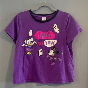Disney Parks Daisy & Minnie Ringer Halloween Boo to you Spooky tee‎ T-Shirt L